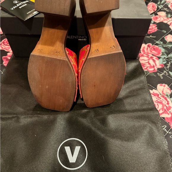 Valentino Gold and Red Sandals with Chunky Heel - Picture 3 of 5